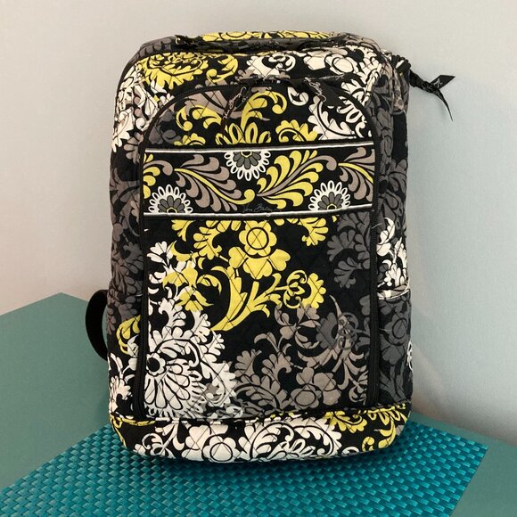 Vera Bradley Backpack with Padded Laptop Compartment Black White Baroque - Picture 3 of 16